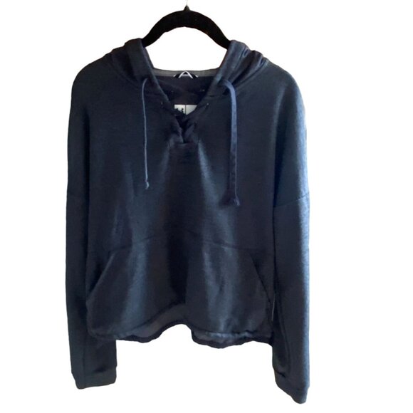 Under Armour Cropped Hooded Sweatshirt/Hoodie-Lace up Neck-Gray-Size M-GUC - Picture 1 of 6